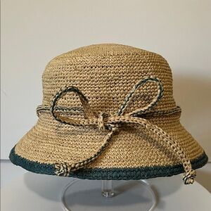 Callanan Tan and Green Straw Bucket Hat